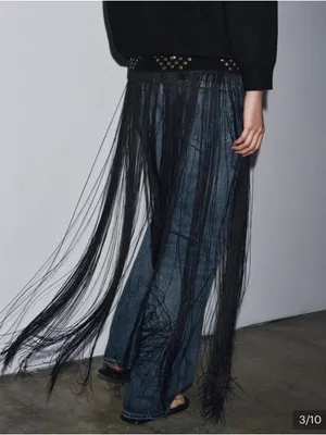 Zara Limited Edition Studded Tassel Sash Belt Black Gold Size US 30 New thumbnail 3