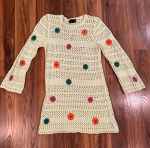 ASOS DESIGN mini dress with crochet flowers thumbnail 2