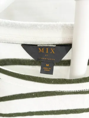 MIX Stitch Fix Green White Striped Raglan Top Transition Fall Light Sweater - M thumbnail 5