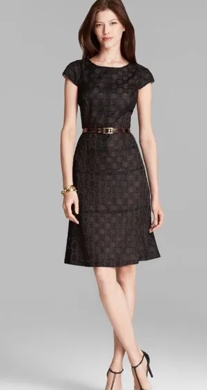 Ann Klein Polka Dot jacquard dress thumbnail 2