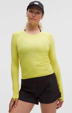 Lululemon Swiftly Tech Long Sleeve Women 8 Lime Yellow Seamless Active Top thumbnail 1