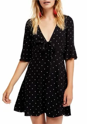 Free people all yours polka‎ dot black dress 2 thumbnail 1