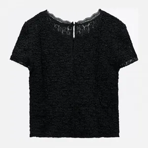 Zara New With Tag Lace Mesh Black Top Perfect For Layering Size XLarge thumbnail 4