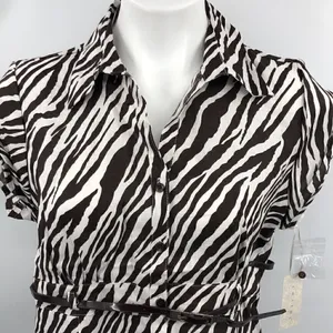 Tweeds large linen zebra print belted top Brown thumbnail 1