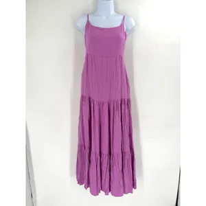 Haute Hippie Style Maxi Dress Womens S Purple Tiered Boho Cottagecore Bow Back‎ thumbnail 2