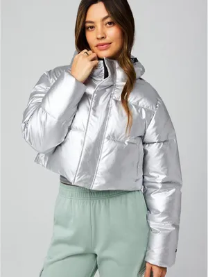 Fabletics Essential Cropped Hooded Puffer thumbnail 1