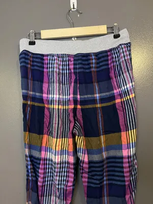 Aerie Pants Womens Small Multicolor Plaid Lounge Jogger Drawstring Cuffed Sleep thumbnail 5