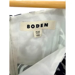 Boden Geo Cascade Slash Neck Midi Dress US 6R Navy White Cotton Geometric A Line thumbnail 5