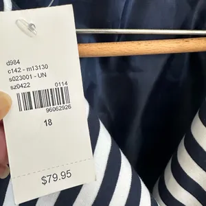 Lane Bryant Navy and White Striped Blazer Moto Zip 18 New thumbnail 2