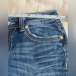 Miss Me JW5307B7 Low Rise Bootcut Jeans Y2K Western Rhinestone Embellished Sz 30 thumbnail 7