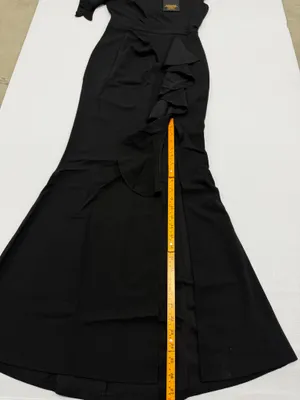 WOOSEA Womens Black High Split Ruffle Bodycon Evening Gown Dress Size S NWT thumbnail 4