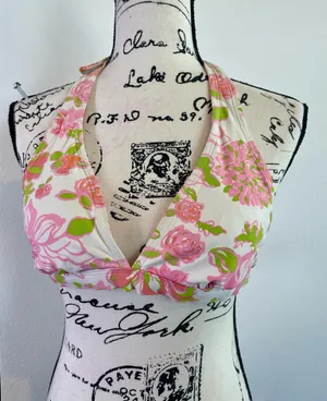 Lilly Pulitzer bikini Swimming top with push up hot pink Green Sz XS RN 88189 thumbnail 9