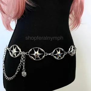 Silver Liquid Chrome Y2K Starburst Chain Belt, Fits 26-44 Inches, X7GA1372 thumbnail 2