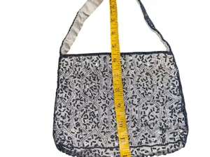 Vintage 90s Hillard& Hansen satin beaded evening bag formal purse prom black tie thumbnail 6