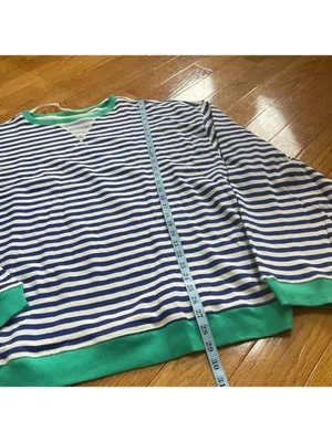 FREE PEOPLE Classic Striped Oversized Crewneck / Sand Dollar Combo thumbnail 6
