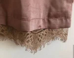 XS Brown Satin Slip Dress With Lace Trimming thumbnail 4