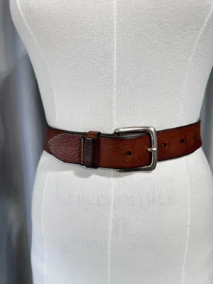Tommy Hilfiger Brown Vintage Leather Belt 42 Western Tooled Classic Buckle thumbnail 1