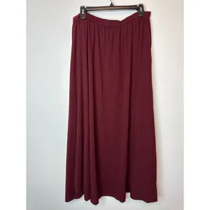 OGL Women Size XL Ruby Red A-Line Midi Skirt Flowy Pull-On Casual Comfort thumbnail 2