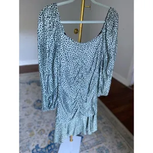 Caballero Ruched Puff Sleeve Ruffle Hem Dress‎ S Animal Print Wedding Date Event thumbnail 3