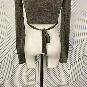 REFORMATION Jupiter Metallic Crop Top‎ In Black Sparkle Size US Small thumbnail 10