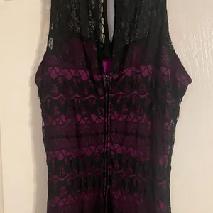 Fredrick’s Of Hollywood Sheer Purple Black Lace Maxi Dress Size Medium thumbnail 6