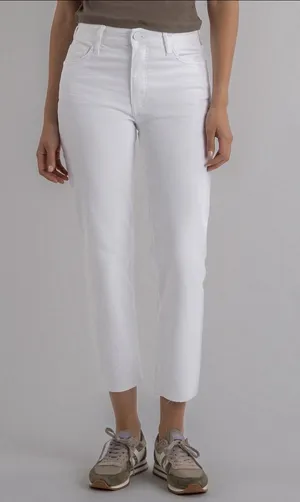 NWT KUT From The Kloth Rachael Fab Ab Mom Jeans Size 2 Optic White Raw Hem thumbnail 1