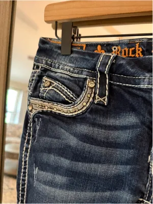 Women's Rock Revival Skinny Jeans Size 25 Blue Silver Embellished thumbnail 5