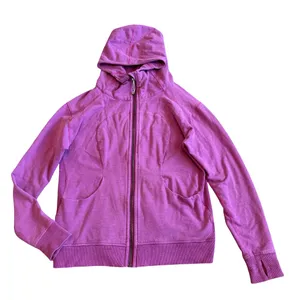 Lululemon On The Daily Zip Down Hoodie Sweater Hooded Ultra Violet Purple Sz 12 thumbnail 1