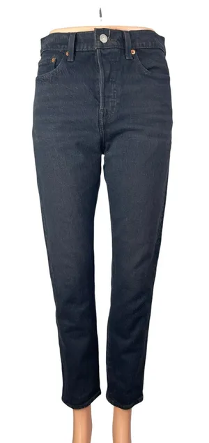 Levi's Wedgie Women's Blue Dark Wash High Waisted Straight Denim Jeans Size 26 thumbnail 1