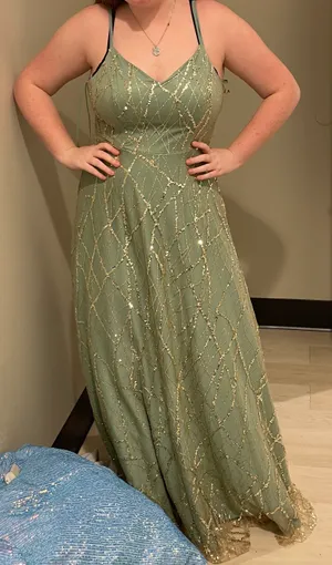 Sparkly Green Prom Dress Size 12 thumbnail 1