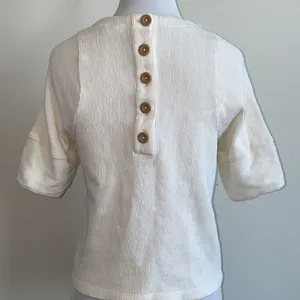 🎀 3/$20 Madewell women’s XXS textured‎ jacquard button back cream top thumbnail 5