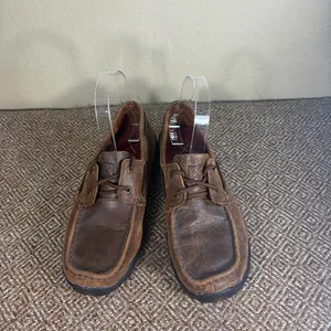 Twisted X Driving Moccasin Womens 7.5M Brown Lace Up Boat Bomber Shoes Boho thumbnail 3