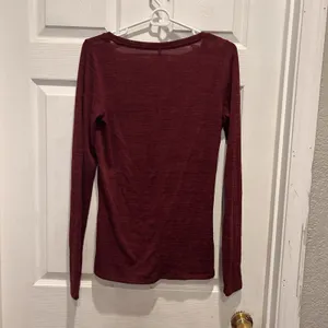 Abercrombie & Fitch Womens Burgundy V-Neck Long Sleeve‎ Slub Knit Tee Large thumbnail 5