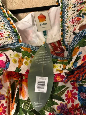 NWT FARM Rio Off-White Tropical Yard Sleeveless Mini Dress, Medium thumbnail 5