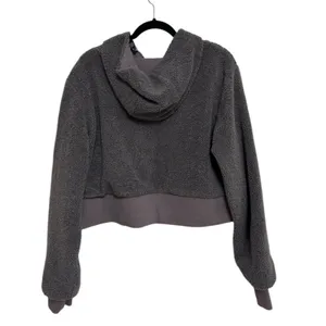 GYMSHARK Borg Cropped Hoodie in Gray Sherpa - Size M thumbnail 2