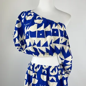 NWOT Farm Rio Linen-Blend Pitta Tiles Off-White One Shoulder Maxi Dress Size S thumbnail 5