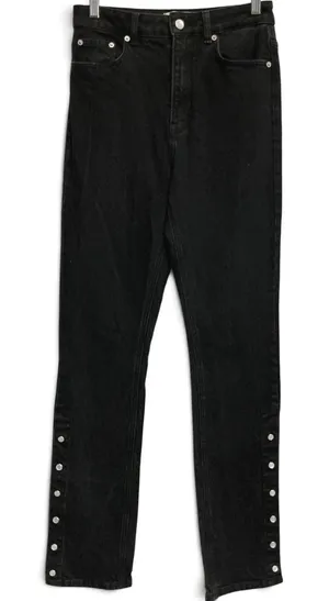 Reformation High Rise Straight Leg Snap Button Hem‎ Black Jeans Size 27 thumbnail 1
