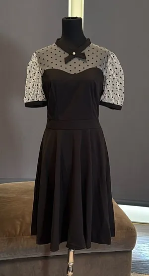 Women’s Black with Polka Dot Dress 1950’s Retro Style Size L NEW thumbnail 1