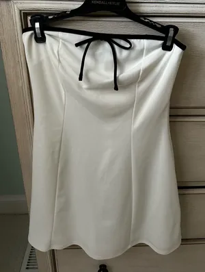 Blue blush strapless mini dress white thumbnail 1