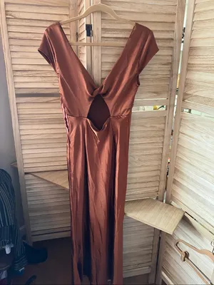Women's Rust Satin V-Neck Evening Dress Medium NWT thumbnail 10