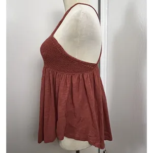 Free People Road Trip Tank Top Womens XS Brown Crochet‎ Halter Open Back Peplum thumbnail 5
