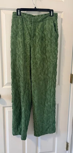 Green textured trousers Size M thumbnail 1