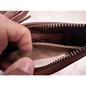 Jack‎ Mason Brown Leather ID Holder Coin Pouch Texas A&M Charm Tassel Zipper thumbnail 4