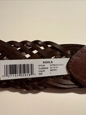 SONOMA womens Braided Leather Belt in Dark Brown with Brass Buckle nwt Sz Large thumbnail 4