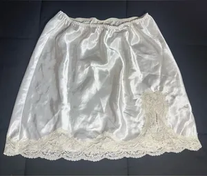 Victoria's Secret Ivory Satin Half Slip with Lace Trim thumbnail 1