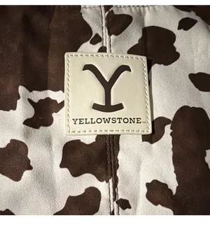 "Yellowstone" TV Show Faux Leather Cow Print Brown & White Hobo ToteBag New thumbnail 3