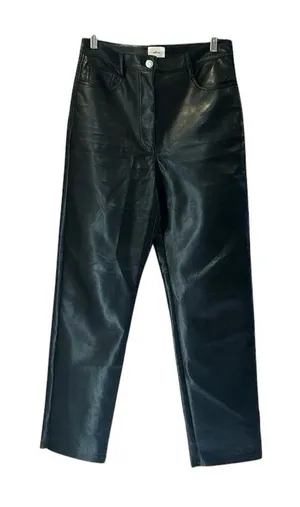 Aritzia Wilfred‎ Melina Black Vegan Leather High Rise Straight Taper Leg Pants 6 thumbnail 1