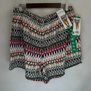 Wildfox Women Relaxed Fit Pull-On Shorts Sz XL Orange Multicolor Pockets thumbnail 2