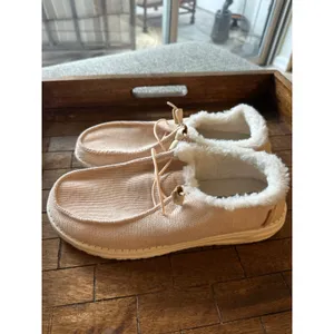 Hey Dude Wendy‎ Corduroy Peach Pink Faux Fur Lined Slip On Loafers Womens Shoes thumbnail 6