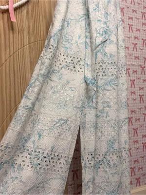 Alice + Olivia Shanti Blue & White Floral Toile Eyelet Wide Leg Jumpsuit XS 0/2 thumbnail 3